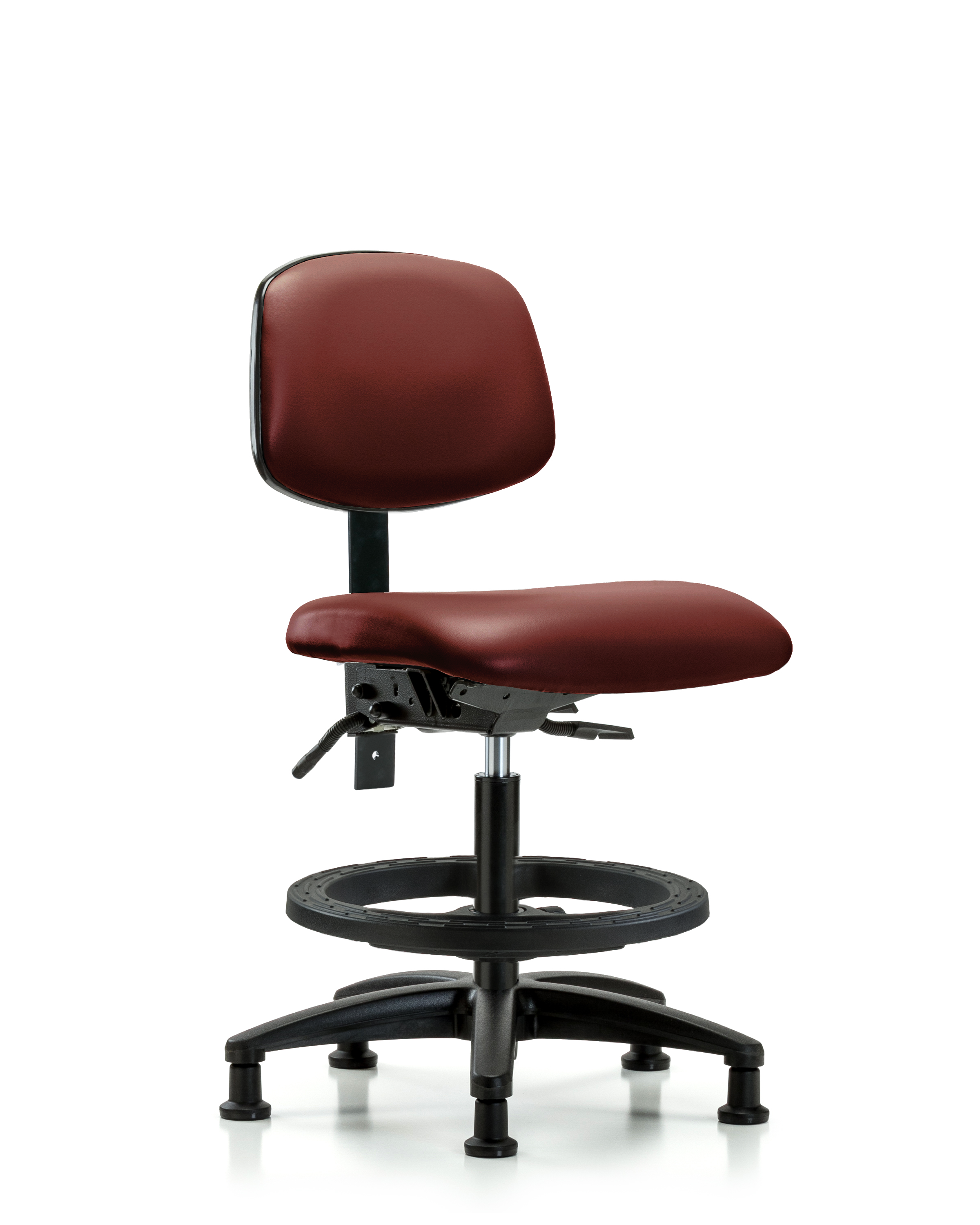 Rutledge Vinyl Chair - Medium Bench Height with Black Foot Ring & Stationary Glides in Borscht Supernova Vinyl