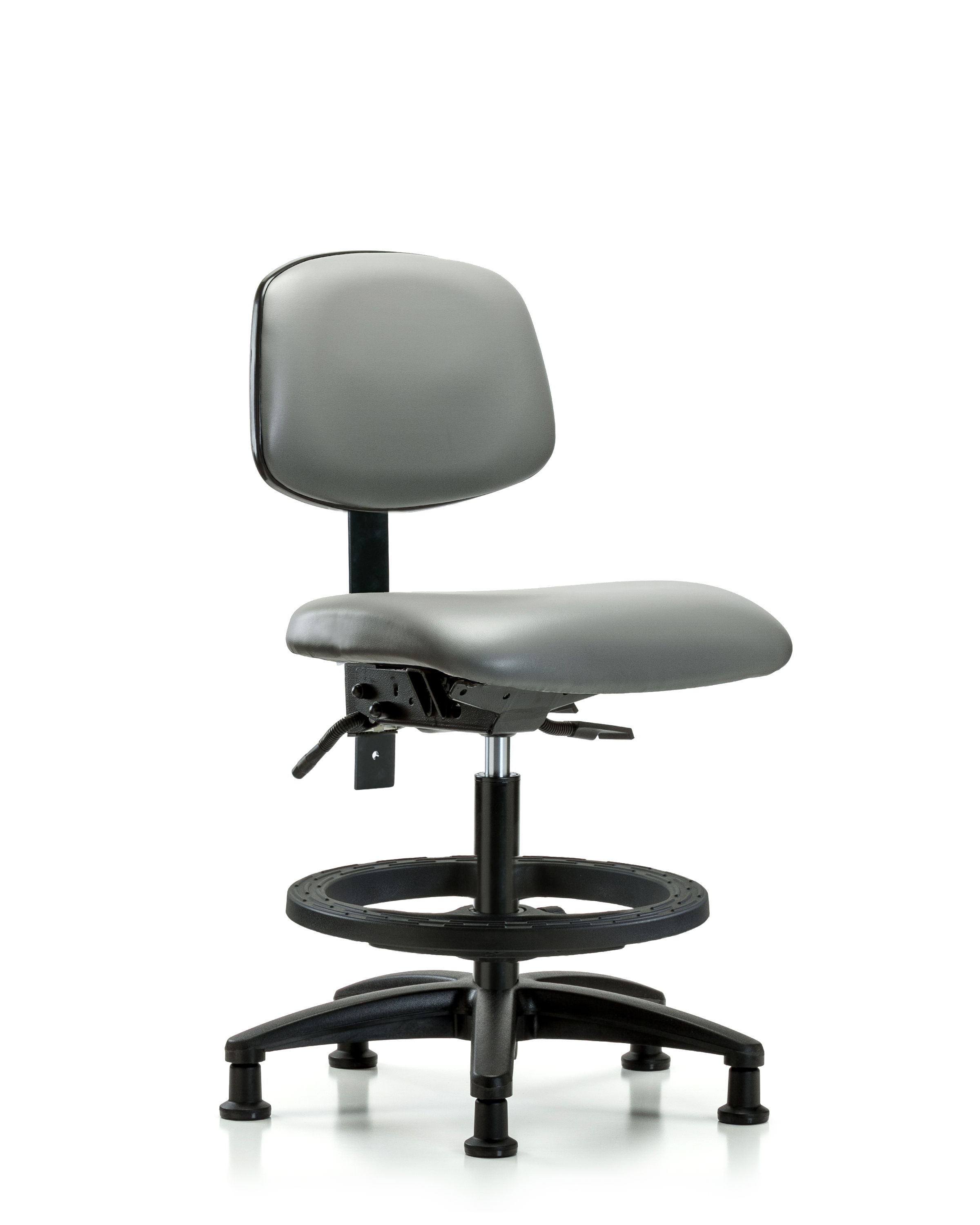 Rutledge Vinyl Chair - Medium Bench Height with Black Foot Ring & Stationary Glides in Sterling Supernova Vinyl