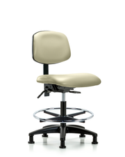 Rutledge Vinyl Chair - Medium Bench Height with Chrome Foot Ring & Stationary Glides in Adobe White Trailblazer Vinyl