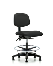 Rutledge Vinyl Chair - Medium Bench Height with Chrome Foot Ring & Stationary Glides in Black Trailblazer Vinyl