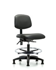 Rutledge Vinyl Chair - Medium Bench Height with Chrome Foot Ring & Stationary Glides in Carbon Supernova Vinyl