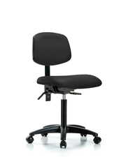 Rutledge Vinyl Chair - Medium Bench Height with Casters in Black Trailblazer Vinyl