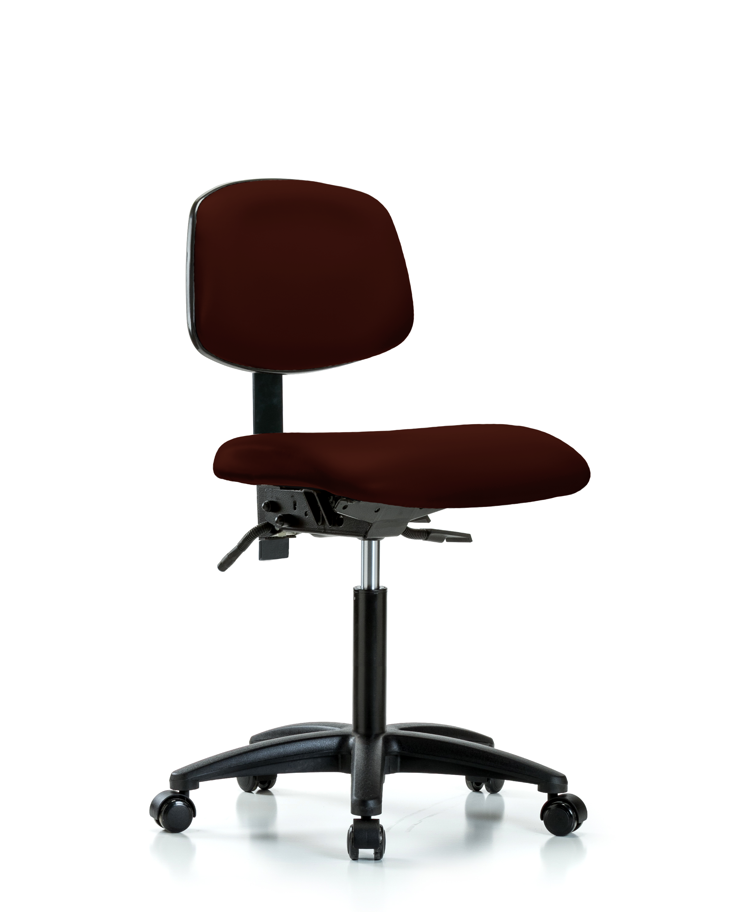 Rutledge Vinyl Chair - Medium Bench Height with Casters in Burgundy Trailblazer Vinyl