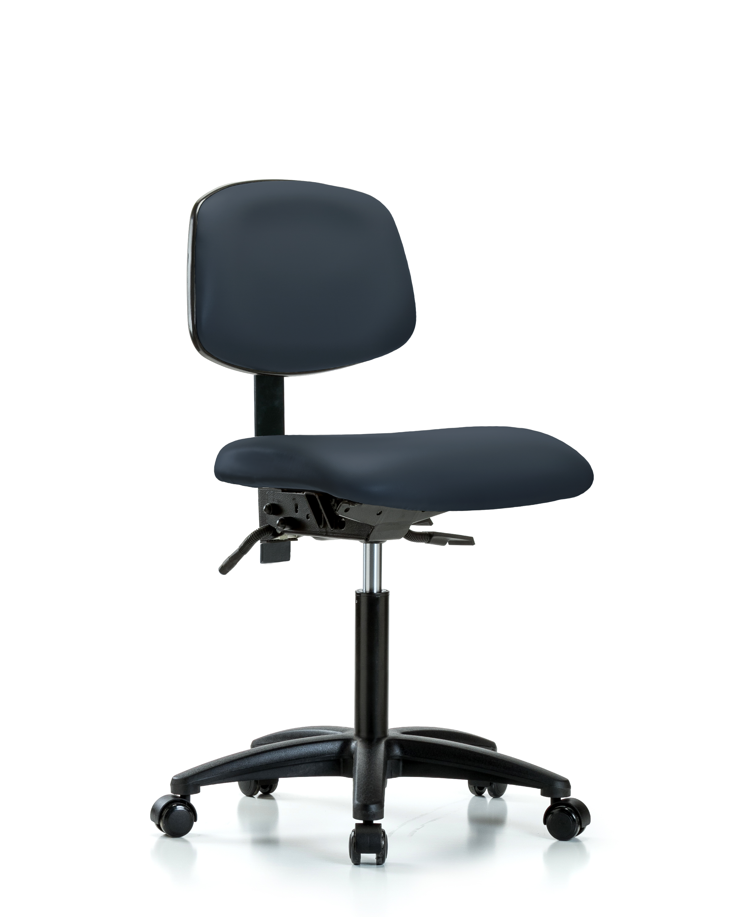 Rutledge Vinyl Chair - Medium Bench Height with Casters in Imperial Blue Trailblazer Vinyl