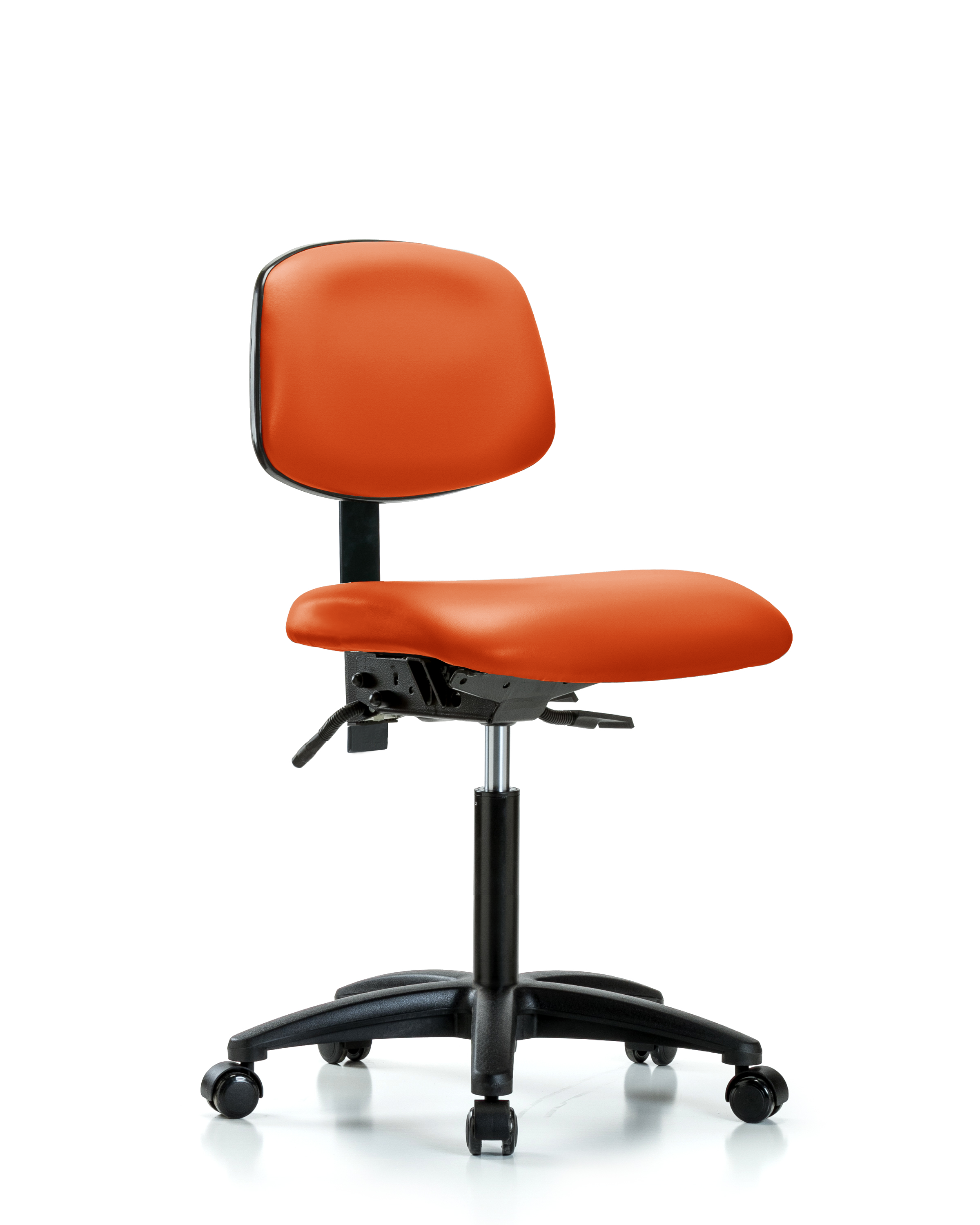 Rutledge Vinyl Chair - Medium Bench Height with Casters in Orange Kist Trailblazer Vinyl
