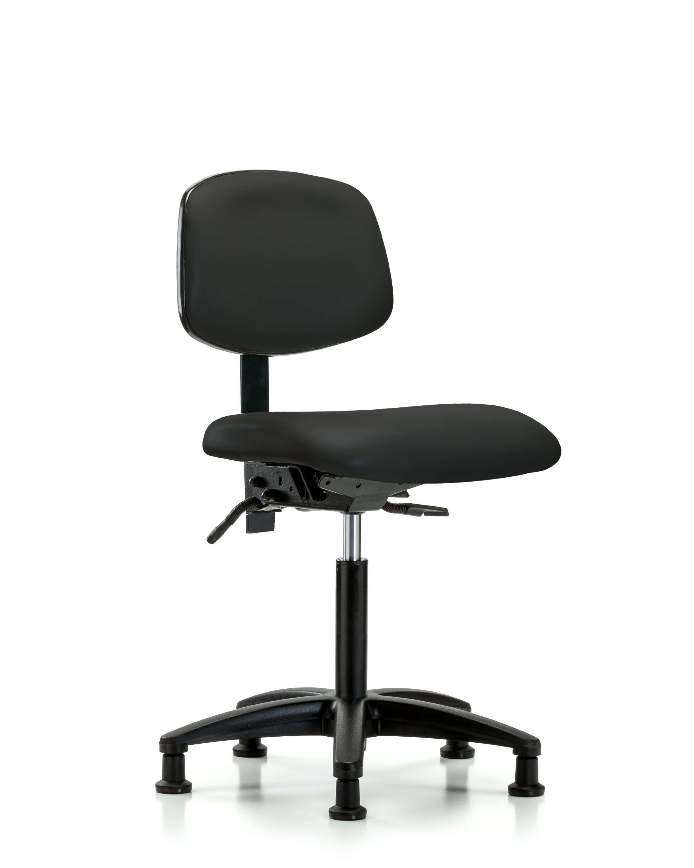 Rutledge Vinyl Chair - Medium Bench Height with Stationary Glides in Black Trailblazer Vinyl