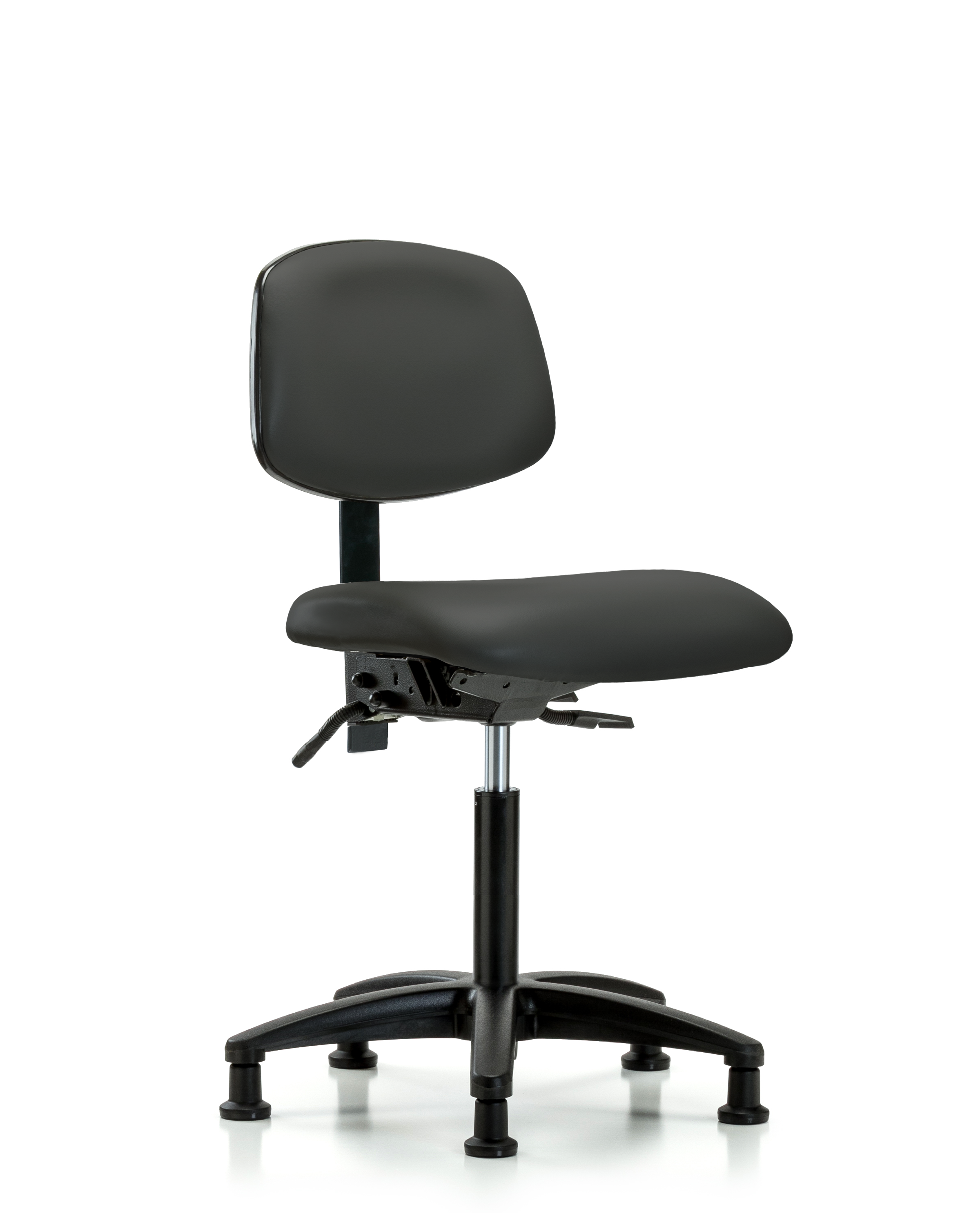 Rutledge Vinyl Chair - Medium Bench Height with Stationary Glides in Charcoal Trailblazer Vinyl