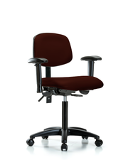 Rutledge Vinyl Chair - Medium Bench Height with Adjustable Arms & Casters in Burgundy Trailblazer Vinyl