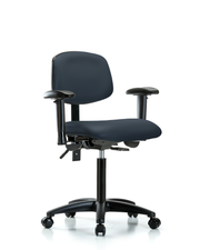 Rutledge Vinyl Chair - Medium Bench Height with Adjustable Arms & Casters in Imperial Blue Trailblazer Vinyl