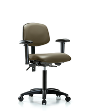 Rutledge Vinyl Chair - Medium Bench Height with Adjustable Arms & Casters in Taupe Supernova Vinyl