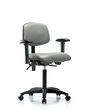 Rutledge Vinyl Chair - Medium Bench Height with Adjustable Arms & Casters in Sterling Supernova Vinyl