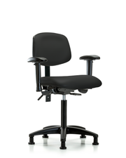 Rutledge Vinyl Chair - Medium Bench Height with Adjustable Arms & Stationary Glides in Black Trailblazer Vinyl