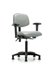 Rutledge Vinyl Chair - Medium Bench Height with Adjustable Arms & Stationary Glides in Dove Trailblazer Vinyl