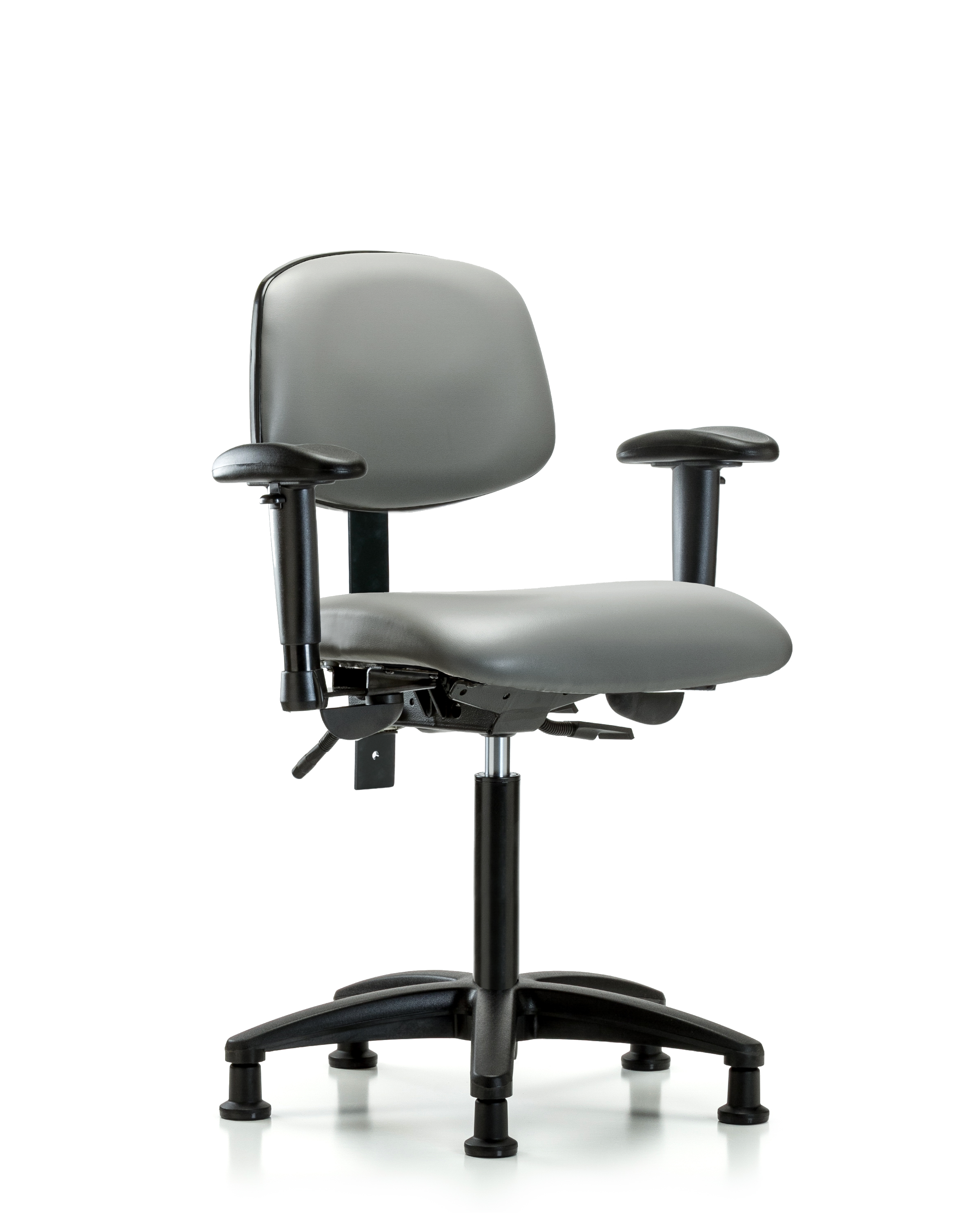 Rutledge Vinyl Chair - Medium Bench Height with Adjustable Arms & Stationary Glides in Sterling Supernova Vinyl