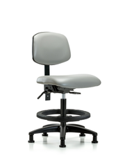 Rutledge Vinyl Chair - Medium Bench Height with Seat Tilt, Black Foot Ring, & Stationary Glides in Dove Trailblazer Vinyl