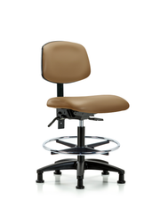 Rutledge Vinyl Chair - Medium Bench Height with Seat Tilt, Chrome Foot Ring, & Stationary Glides in Taupe Trailblazer Vinyl