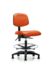 Rutledge Vinyl Chair - Medium Bench Height with Seat Tilt, Chrome Foot Ring, & Stationary Glides in Orange Kist Trailblazer Vinyl