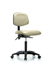 Rutledge Vinyl Chair - Medium Bench Height with Seat Tilt & Casters in Adobe White Trailblazer Vinyl