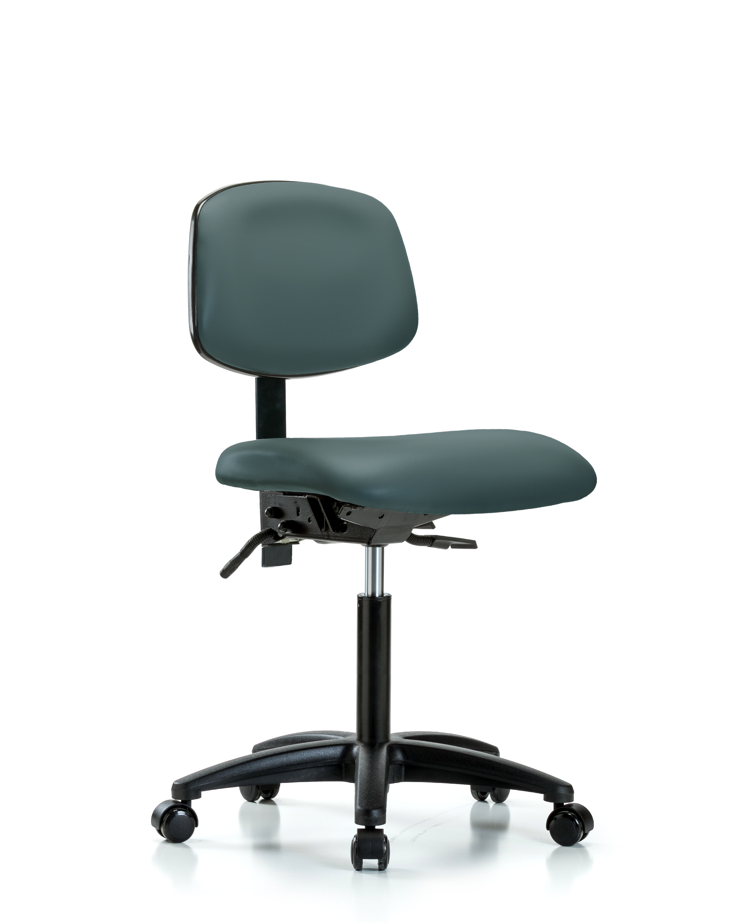 Rutledge Vinyl Chair - Medium Bench Height with Seat Tilt & Casters in Colonial Blue Trailblazer Vinyl