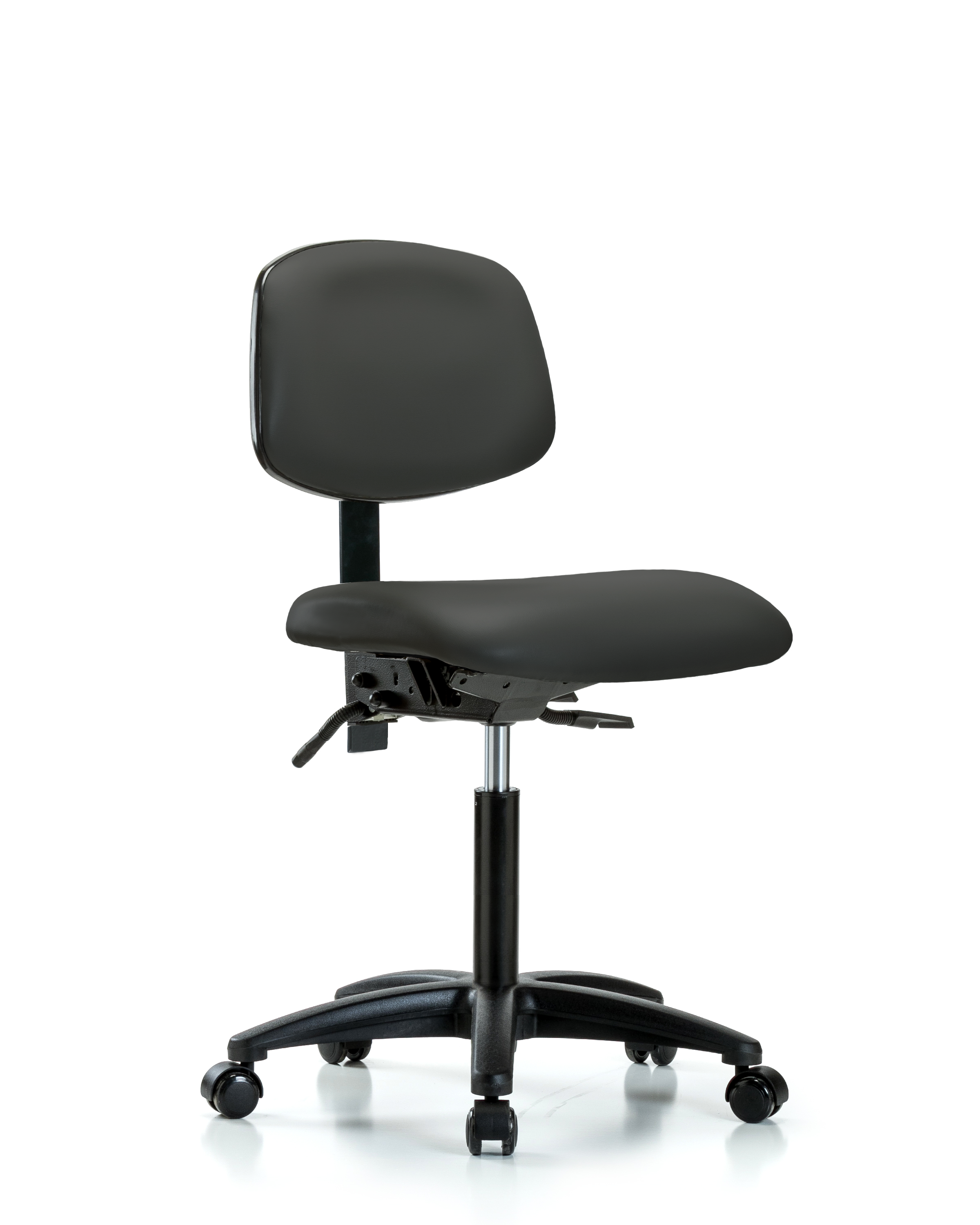 Rutledge Vinyl Chair - Medium Bench Height with Seat Tilt & Casters in Charcoal Trailblazer Vinyl