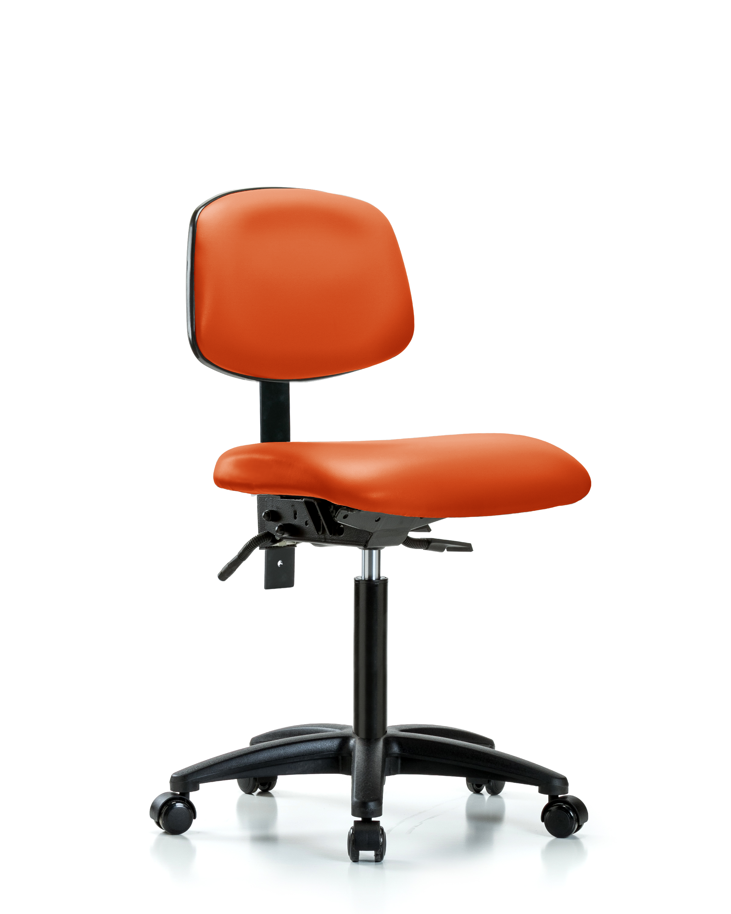 Rutledge Vinyl Chair - Medium Bench Height with Seat Tilt & Casters in Orange Kist Trailblazer Vinyl