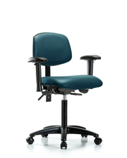 Rutledge Vinyl Chair - Medium Bench Height with Seat Tilt, Adjustable Arms, & Casters in Marine Blue Supernova Vinyl