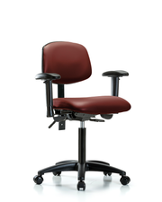 Rutledge Vinyl Chair - Medium Bench Height with Seat Tilt, Adjustable Arms, & Casters in Borscht Supernova Vinyl