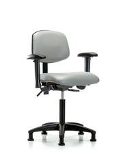 Rutledge Vinyl Chair - Medium Bench Height with Seat Tilt, Adjustable Arms, & Stationary Glides in Dove Trailblazer Vinyl