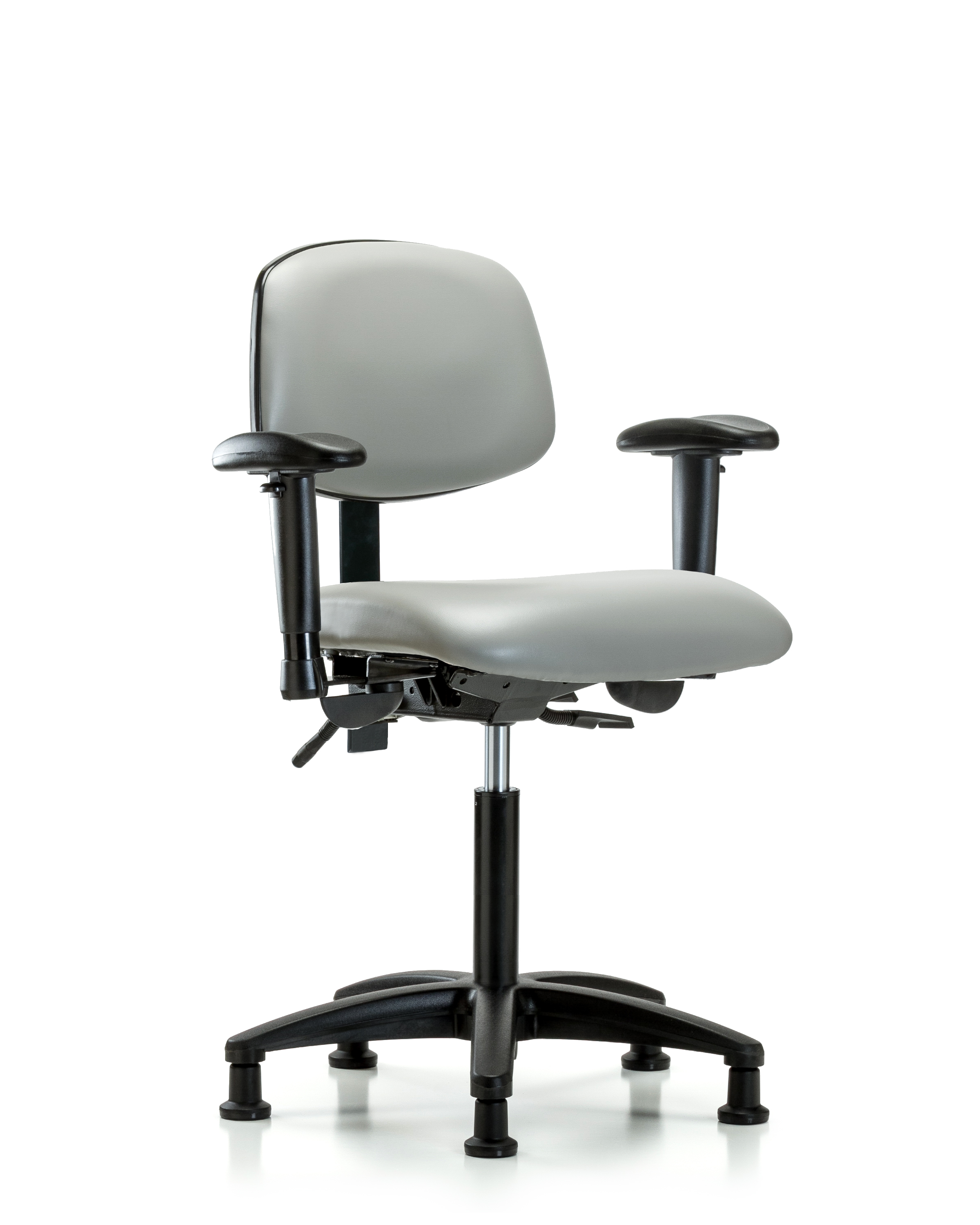 Rutledge Vinyl Chair - Medium Bench Height with Seat Tilt, Adjustable Arms, & Stationary Glides in Dove Trailblazer Vinyl