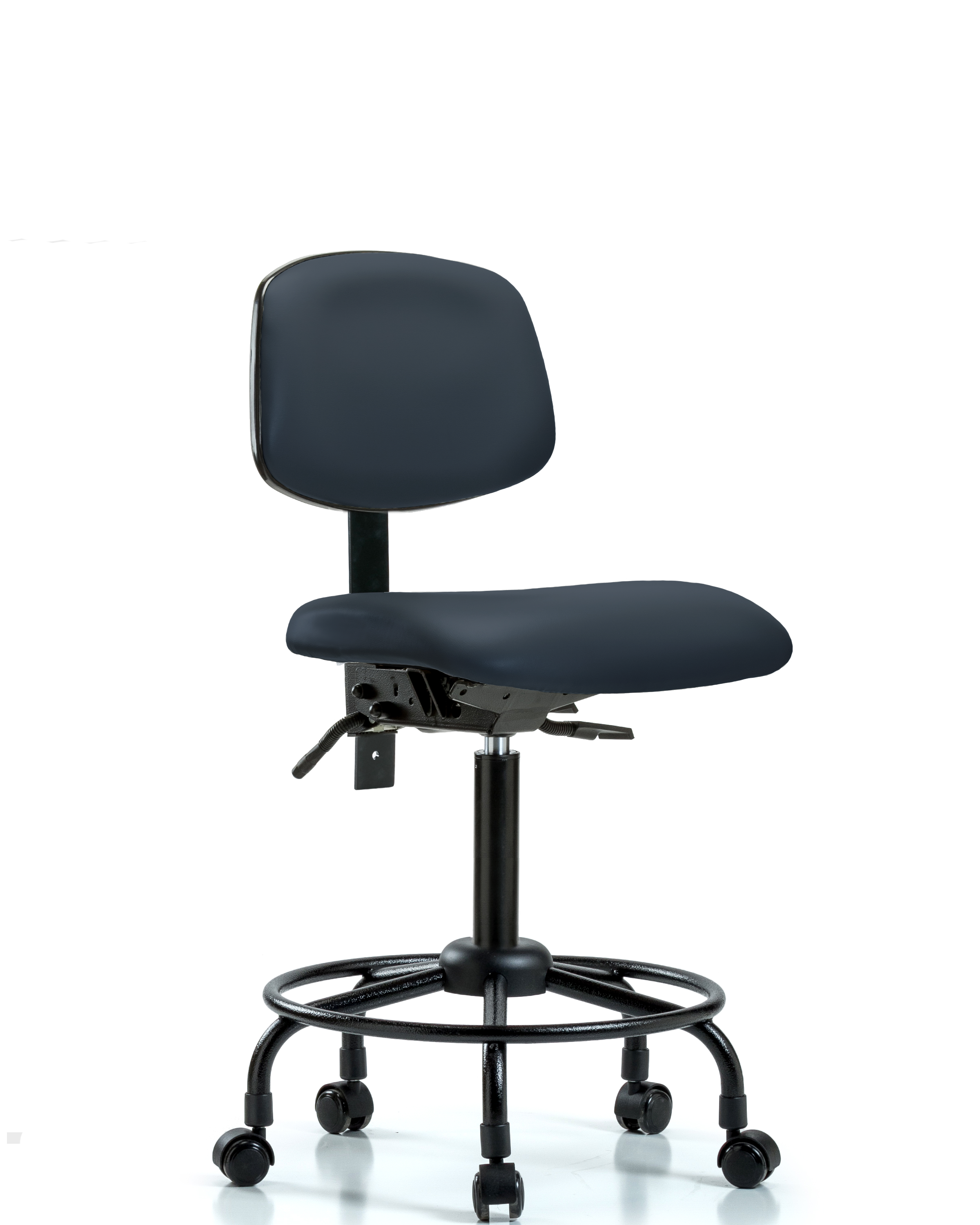 Rutledge Vinyl Chair - Medium Bench Height with Round Tube Base & Casters in Imperial Blue Trailblazer Vinyl