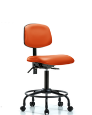Rutledge Vinyl Chair - Medium Bench Height with Round Tube Base & Casters in Orange Kist Trailblazer Vinyl
