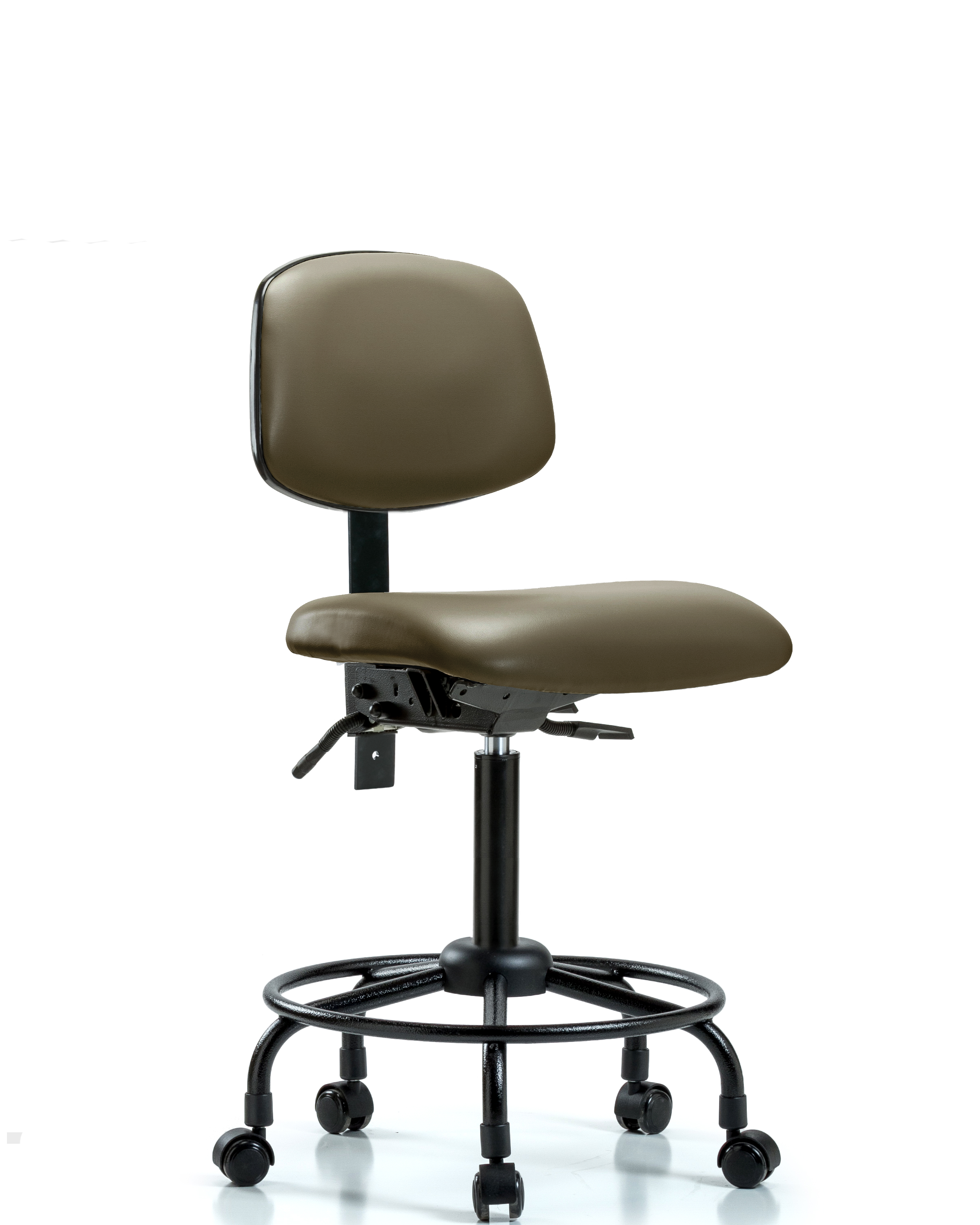 Rutledge Vinyl Chair - Medium Bench Height with Round Tube Base & Casters in Taupe Supernova Vinyl