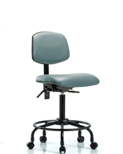 Rutledge Vinyl Chair - Medium Bench Height with Round Tube Base & Casters in Storm Supernova Vinyl