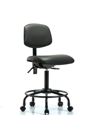 Rutledge Vinyl Chair - Medium Bench Height with Round Tube Base & Casters in Carbon Supernova Vinyl