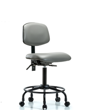 Rutledge Vinyl Chair - Medium Bench Height with Round Tube Base & Casters in Sterling Supernova Vinyl