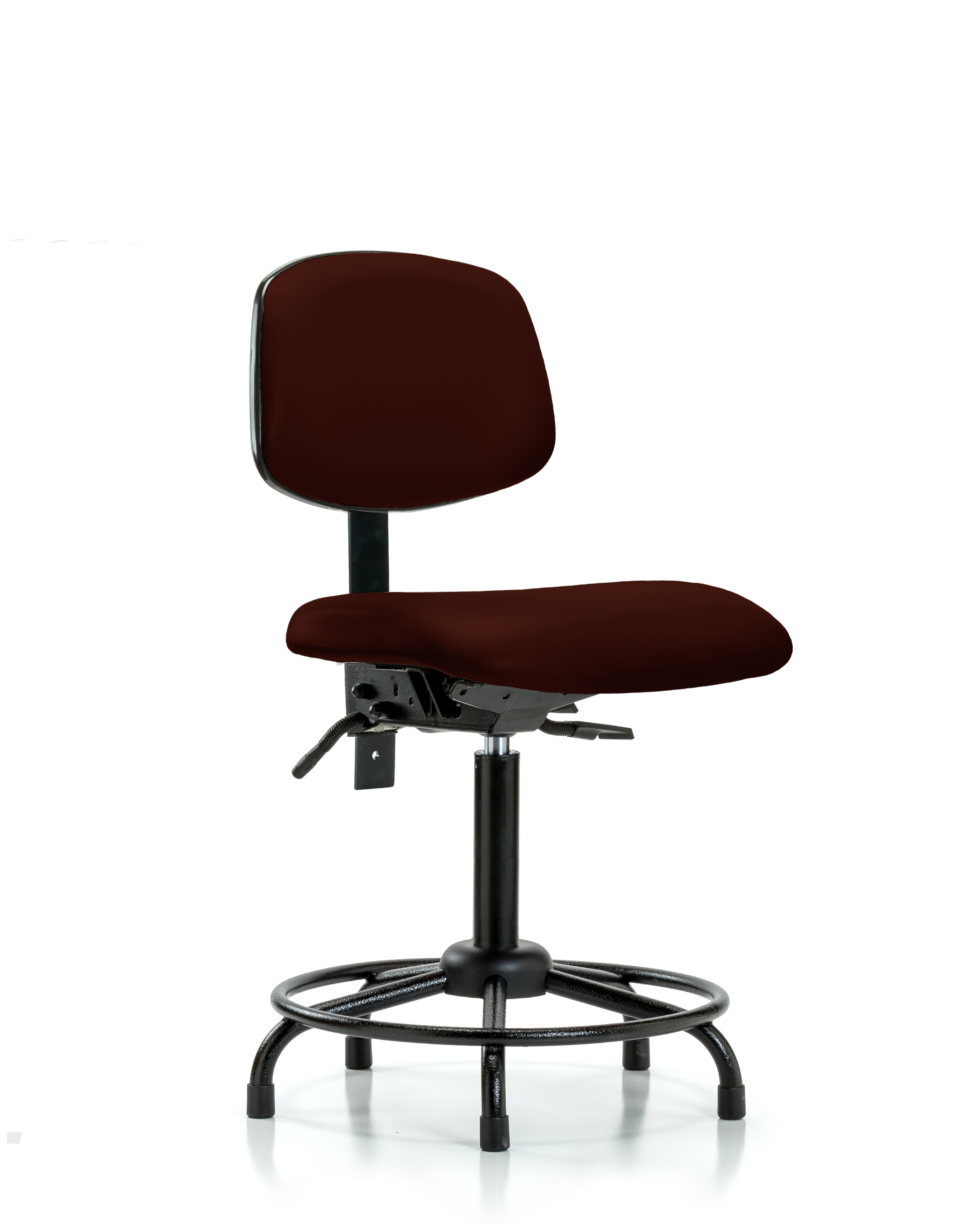 Rutledge Vinyl Chair - Medium Bench Height with Round Tube Base & Stationary Glides in Burgundy Trailblazer Vinyl