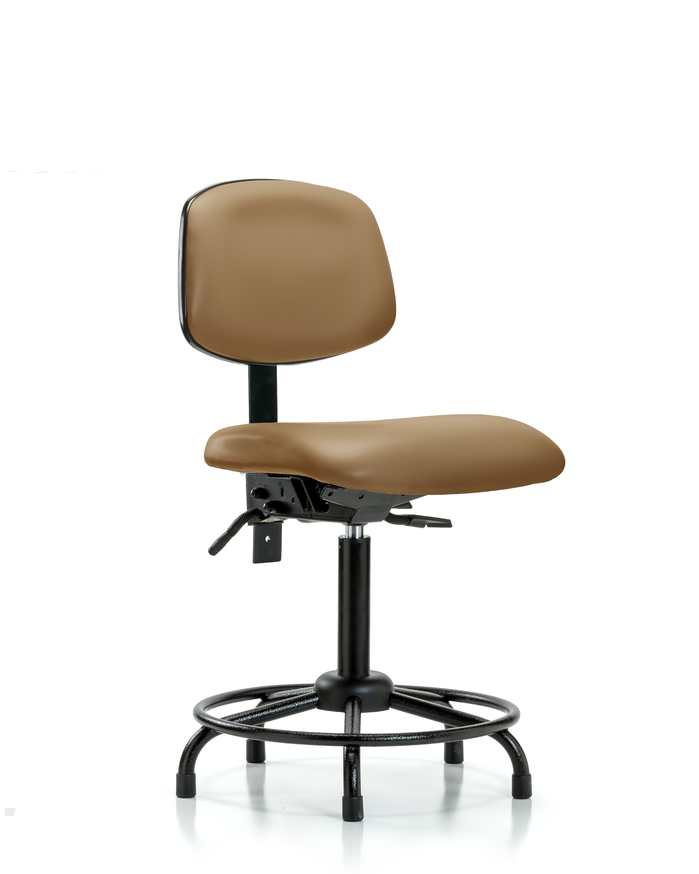 Rutledge Vinyl Chair - Medium Bench Height with Round Tube Base & Stationary Glides in Taupe Trailblazer Vinyl