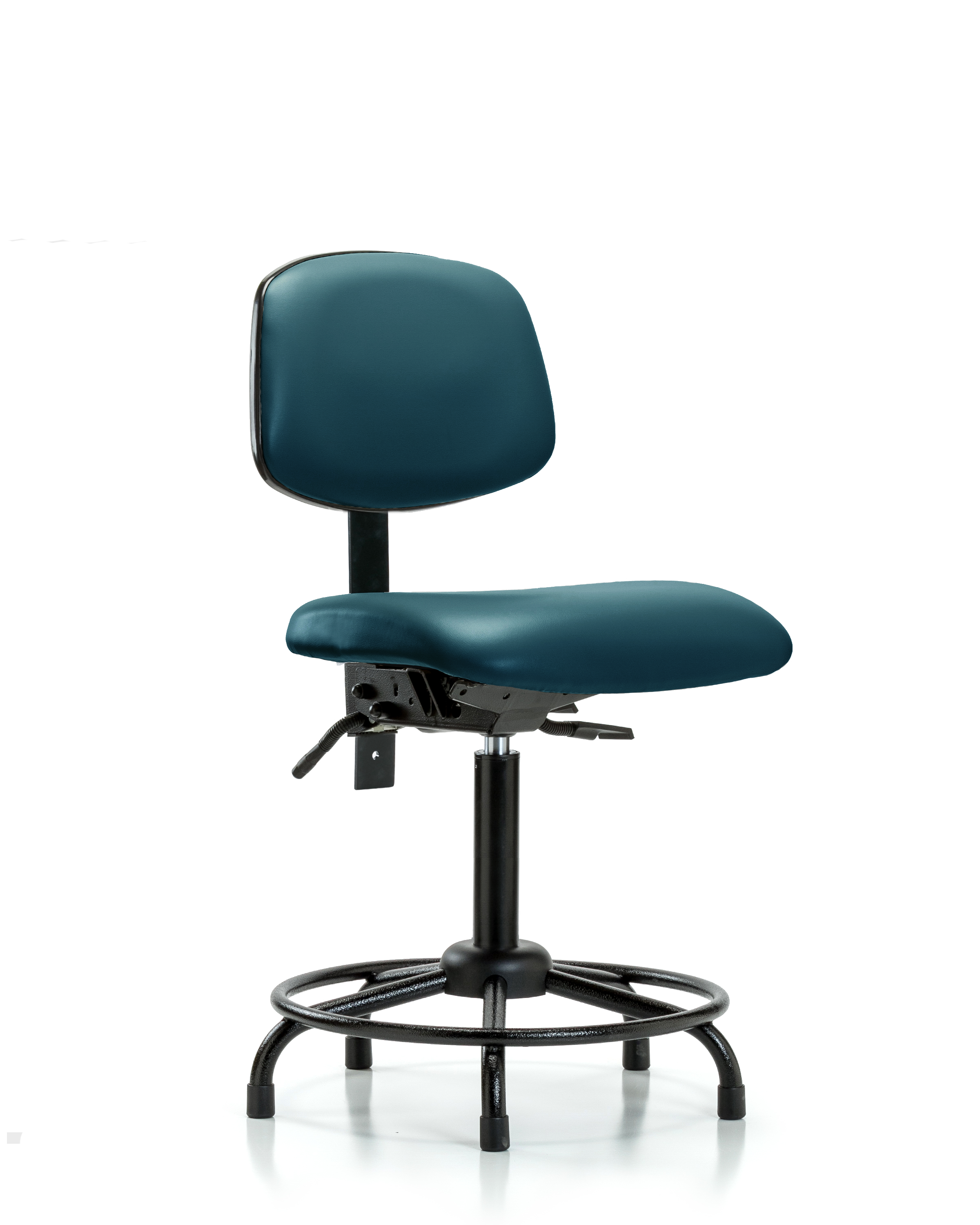 Rutledge Vinyl Chair - Medium Bench Height with Round Tube Base & Stationary Glides in Marine Blue Supernova Vinyl