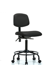 Rutledge Vinyl Chair - Medium Bench Height with Round Tube Base, Seat Tilt, & Casters in Black Trailblazer Vinyl
