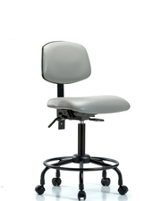 Rutledge Vinyl Chair - Medium Bench Height with Round Tube Base, Seat Tilt, & Casters in Dove Trailblazer Vinyl