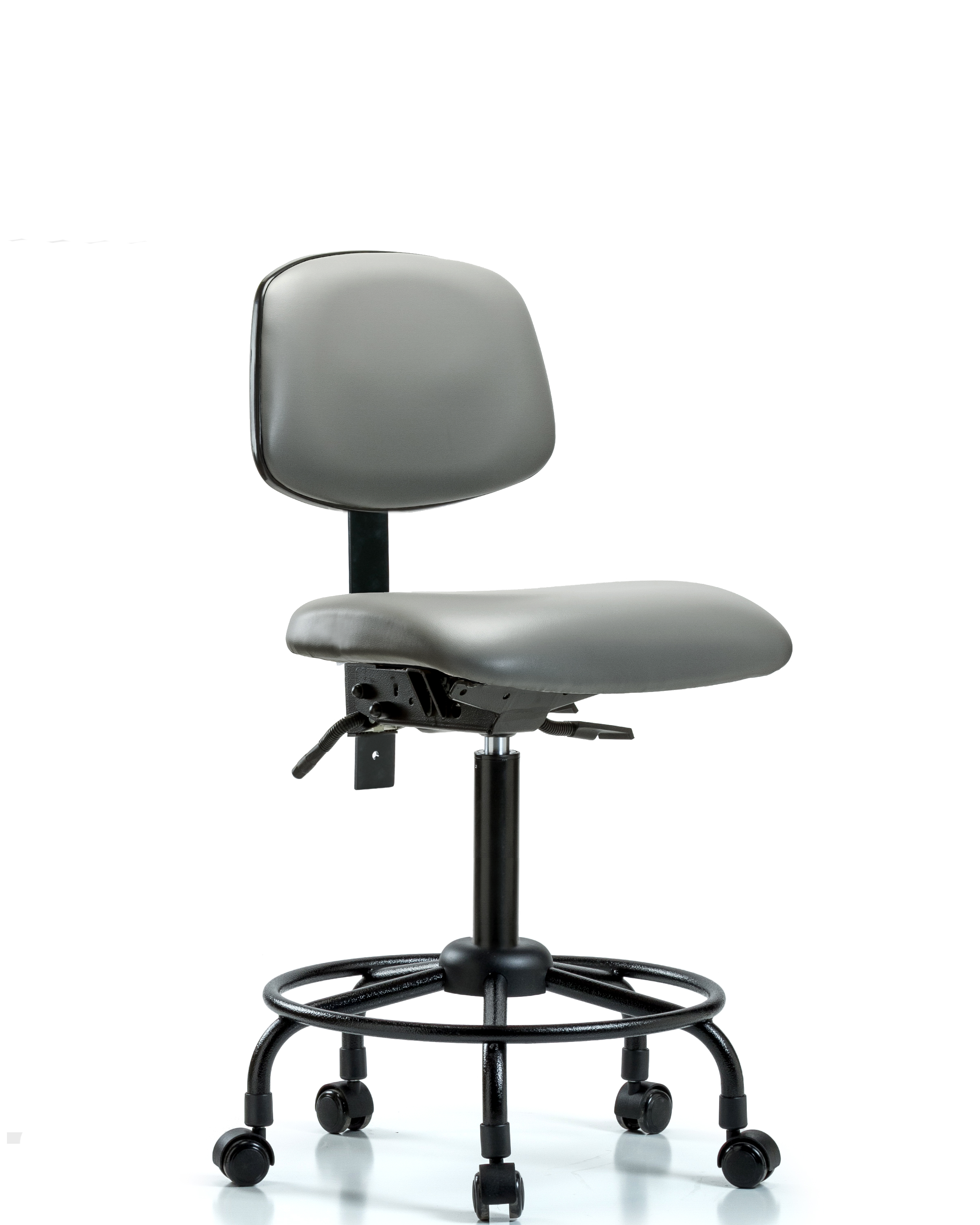 Rutledge Vinyl Chair - Medium Bench Height with Round Tube Base, Seat Tilt, & Casters in Sterling Supernova Vinyl