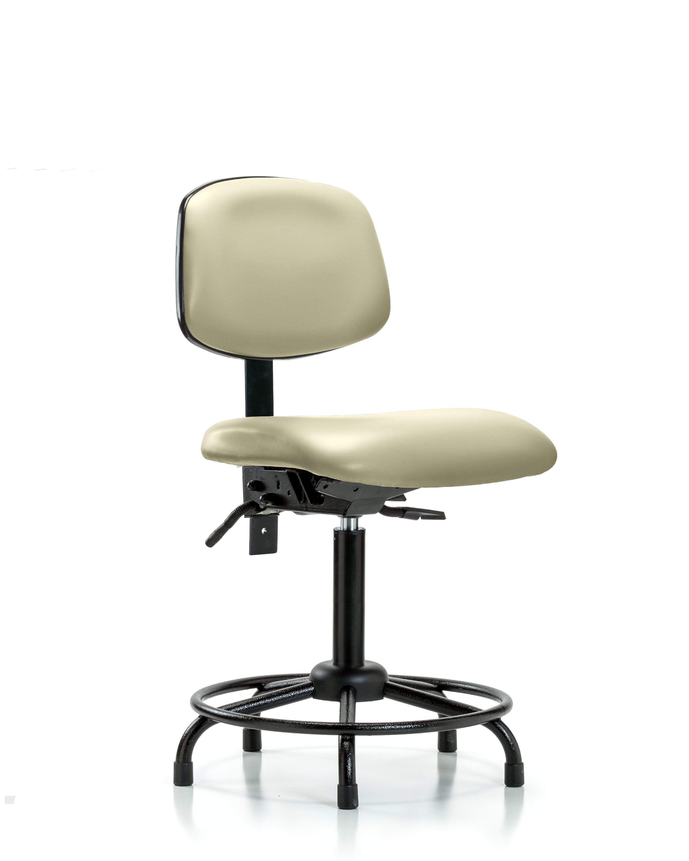 Rutledge Vinyl Chair - Medium Bench Height with Round Tube Base, Seat Tilt, & Stationary Glides in Adobe White Trailblazer Vinyl