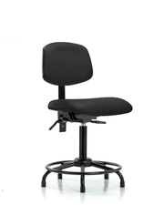 Rutledge Vinyl Chair - Medium Bench Height with Round Tube Base, Seat Tilt, & Stationary Glides in Black Trailblazer Vinyl