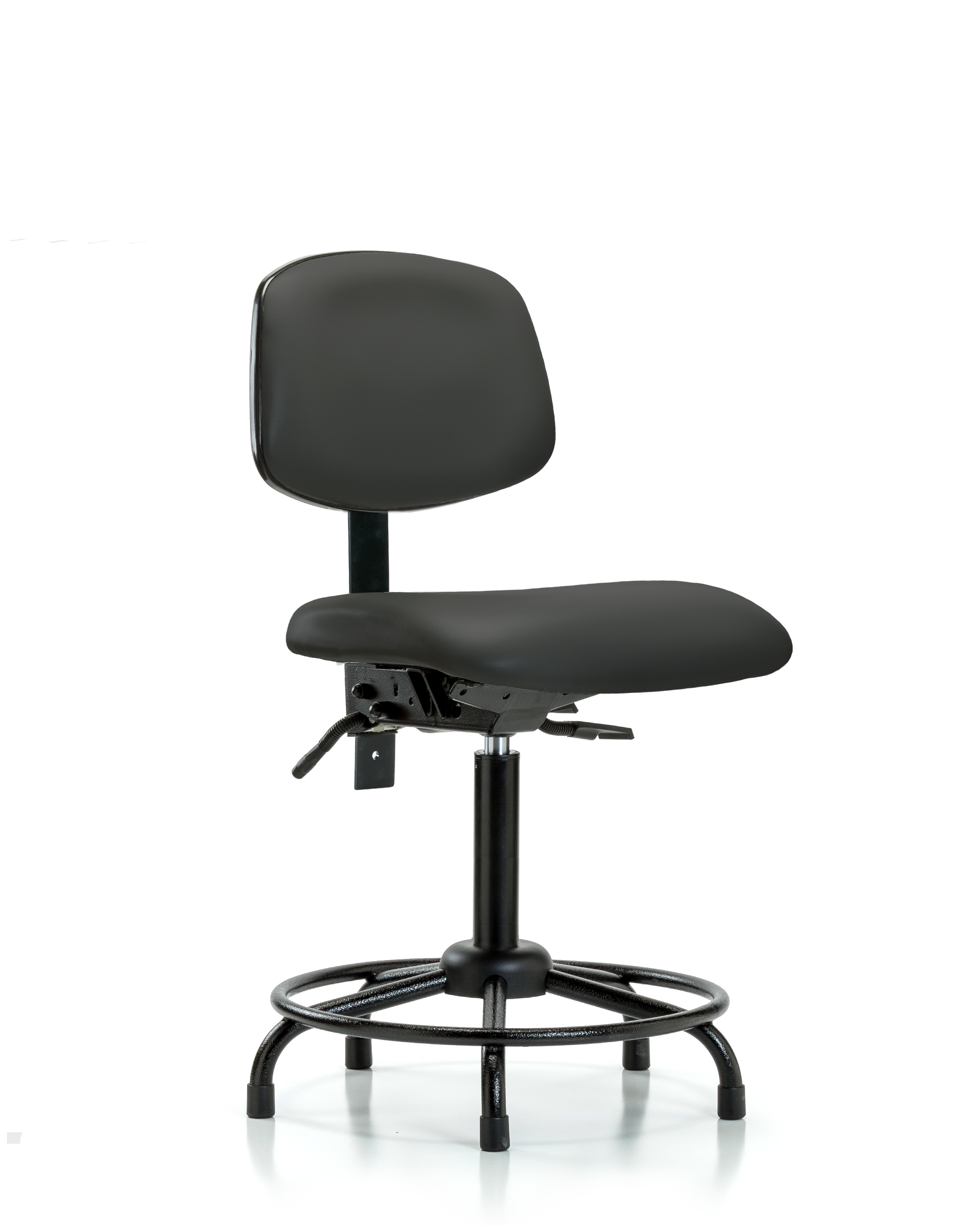 Rutledge Vinyl Chair - Medium Bench Height with Round Tube Base, Seat Tilt, & Stationary Glides in Charcoal Trailblazer Vinyl