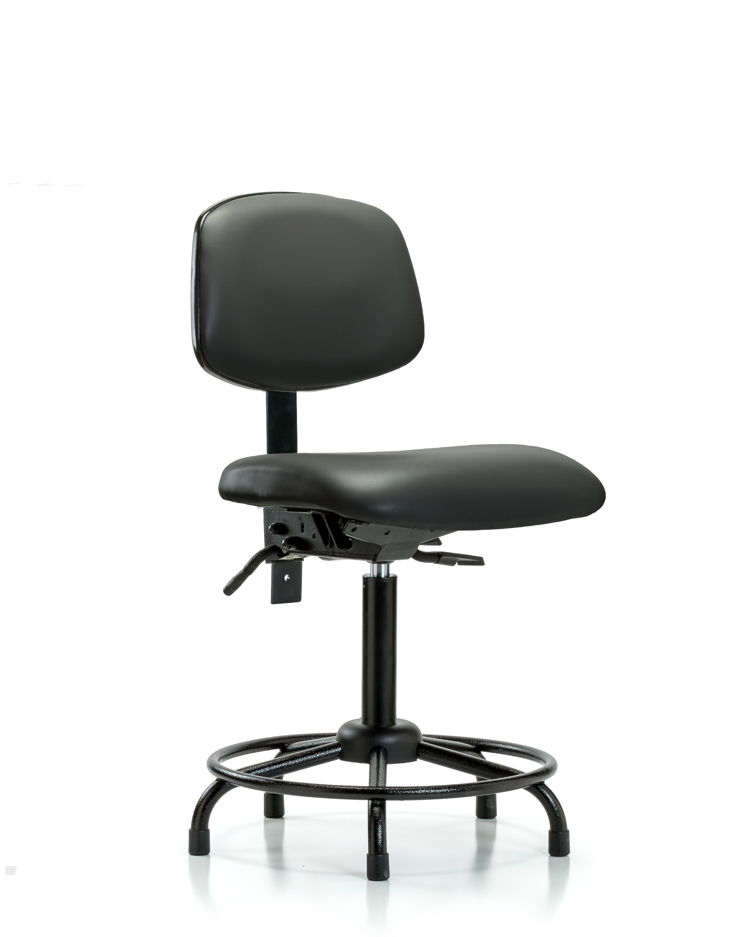 Rutledge Vinyl Chair - Medium Bench Height with Round Tube Base, Seat Tilt, & Stationary Glides in Carbon Supernova Vinyl