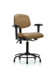 Rutledge Vinyl Chair - Medium Bench Height with Round Tube Base, Seat Tilt, Adjustable Arms, & Stationary Glides in Taupe Trailblazer Vinyl