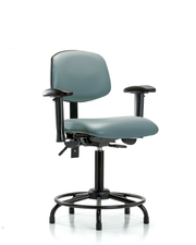 Rutledge Vinyl Chair - Medium Bench Height with Round Tube Base, Seat Tilt, Adjustable Arms, & Stationary Glides in Storm Supernova Vinyl