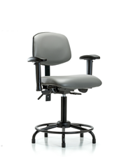 Rutledge Vinyl Chair - Medium Bench Height with Round Tube Base, Seat Tilt, Adjustable Arms, & Stationary Glides in Sterling Supernova Vinyl