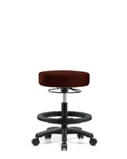 Vinyl Mini-Stool - Medium Bench Height with Black Foot Ring & Casters in Burgundy Trailblazer Vinyl