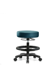Vinyl Mini-Stool - Medium Bench Height with Black Foot Ring & Casters in Marine Blue Supernova Vinyl